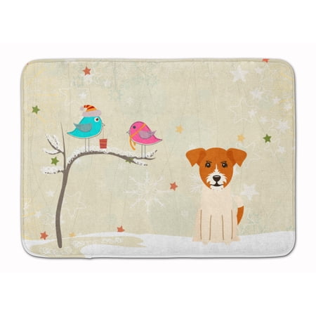 Christmas Presents between Friends Jack Russell Terrier Machine Washable Memory Foam Mat
