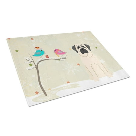 Christmas Presents between Friends Mastiff - White Glass Cutting Board Large