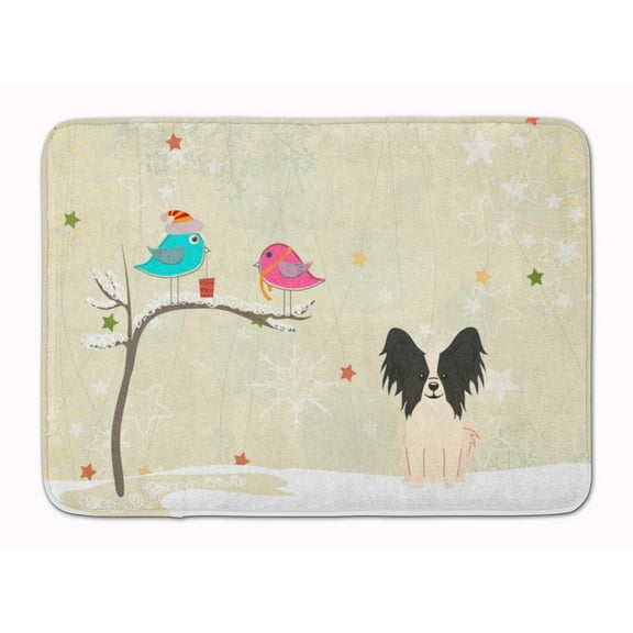 Christmas Presents between Friends Papillon - Black and White Machine Washable Memory Foam Mat
