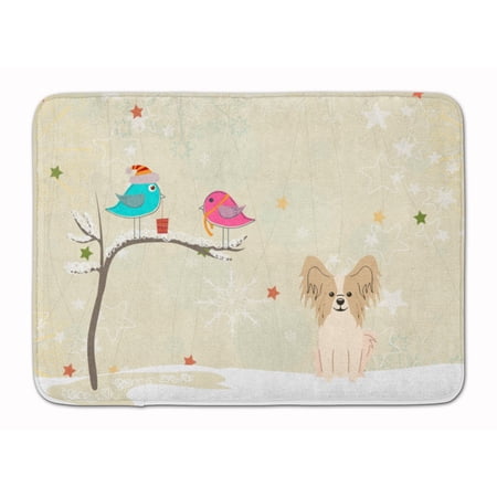 Christmas Presents Papillon Sable White Machine Washable Memory Foam Mat