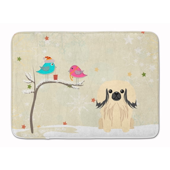 Christmas Presents between Friends Pekingese - Cream Machine Washable Memory Foam Mat