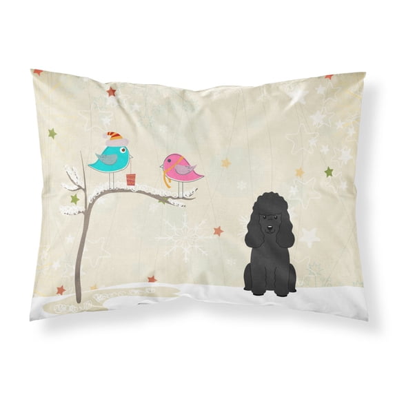 Christmas Presents between Friends Poodle - Black Fabric Standard Pillowcase