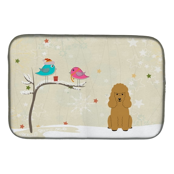 Christmas Presents between Friends Poodle Tan Dish Drying Mat