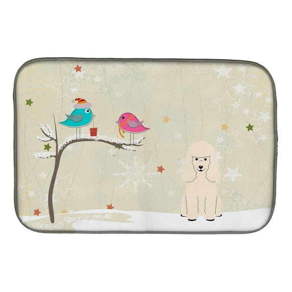 Christmas Presents between Friends Poodle White Dish Drying Mat