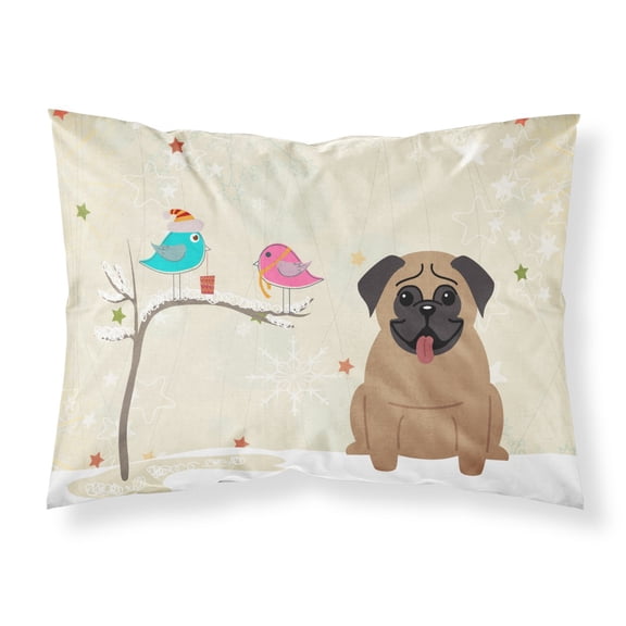 Christmas Presents between Friends Pug - Brown Fabric Standard Pillowcase