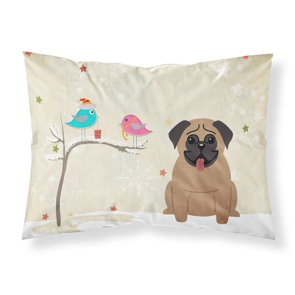 Christmas Presents between Friends Pug - Brown Fabric Standard Pillowcase