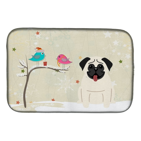 Christmas Presents between Friends Pug Cream Dish Drying Mat
