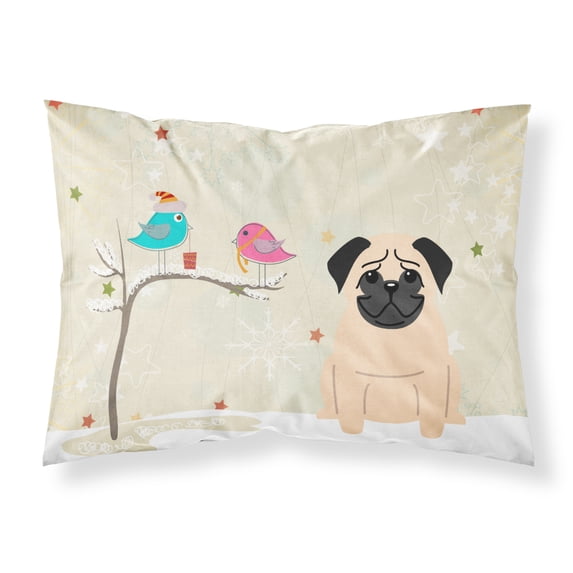 Christmas Presents between Friends Pug - Fawn Fabric Standard Pillowcase