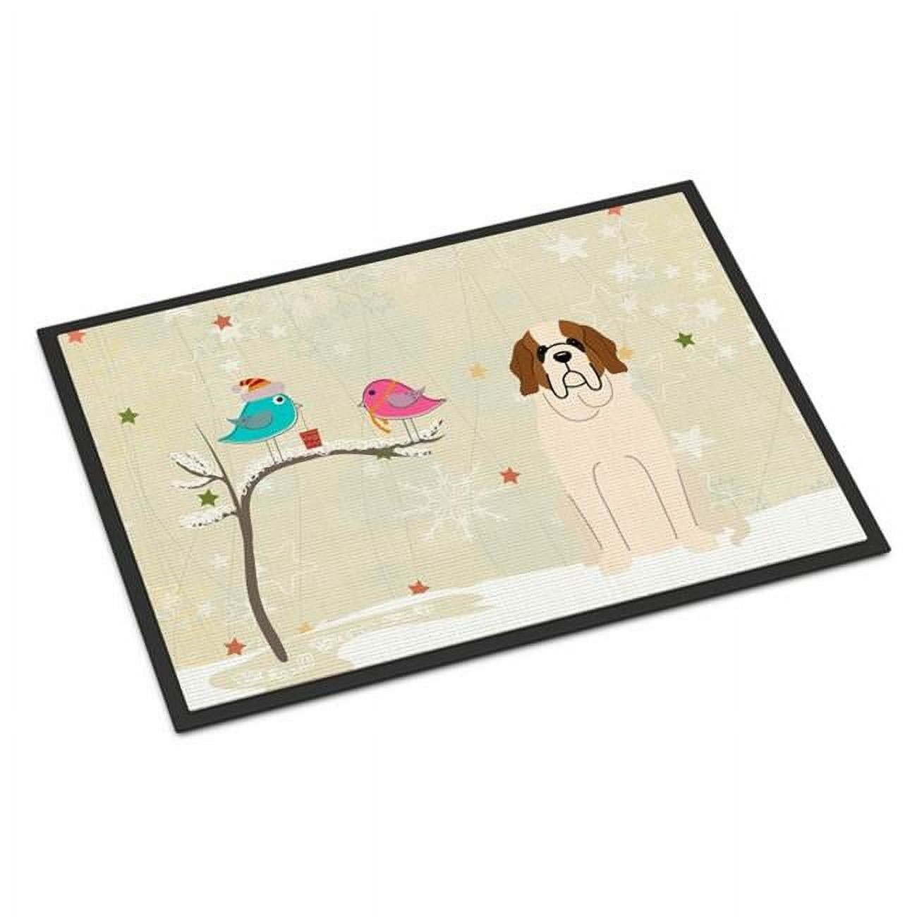 Christmas Presents between Friends Saint Bernard Door Mat