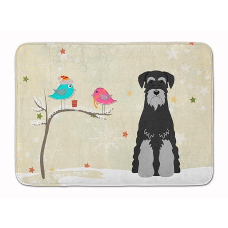 Christmas Presents between Friends Schnauzer - Black and Grey Machine Washable Memory Foam Mat