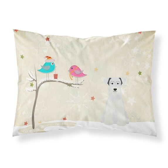 Christmas Presents between Friends Schnauzer - White Fabric Standard Pillowcase