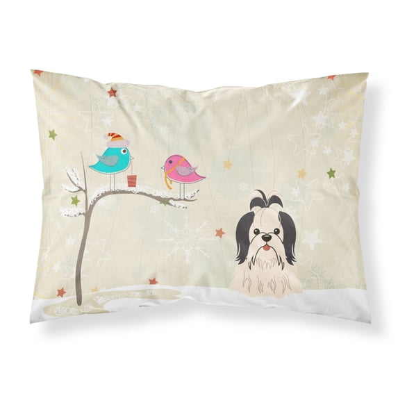 Christmas Presents between Friends Shih Tzu - Black and White Fabric Standard Pillowcase