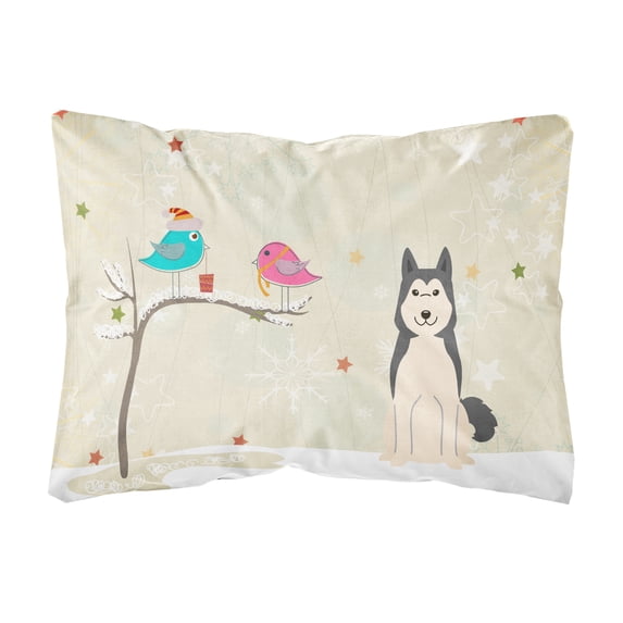 Christmas Presents between Friends West Siberian Laika Spitz Canvas Fabric Decorative Pillow
