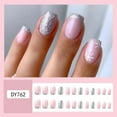 thumbnail image 1 of Christmas Press on Nails Short 24Pcs, Snowflake Nude French Spooky Fake Nails Set, Reusable False Nails with Jelly Tabs for Holiday Party Daily Wear Women Girls, Christmas Nail Art, 1 of 6