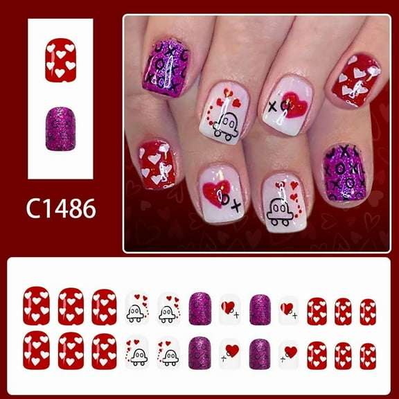 Christmas Press on Nails Short Square Fake Nail with Santa Claus Gingerbread Man Xmas Tree Snowflake Designs Cute Christmas Nails Press on Winter False Nail for Women Holiday
