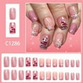 thumbnail image 1 of Christmas Press on Nails Short Square Fake Nail with Santa Claus Gingerbread Man Xmas Tree Snowflake Designs Cute Christmas Nails Press on Winter False Nail for Women Holiday, 1 of 4