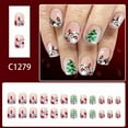 thumbnail image 1 of Christmas Press On Nails - Snowman, Christmas Tree & Snowflake Design Fake Nails - 24Pcs Full Cover False Nails, 1 of 4