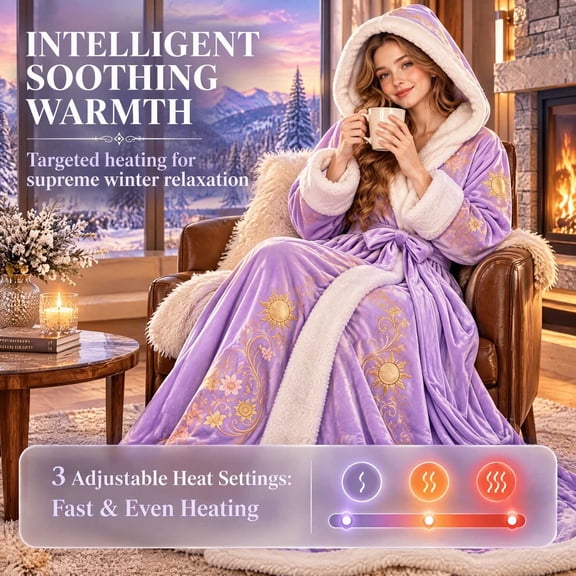 Christmas Princess Wearable Heated Blanket, Soft Cozy Heated Robe, Multi Temperature Heated Wearable Blanket for Adult Women Winter Holiday, Christmas Gifts