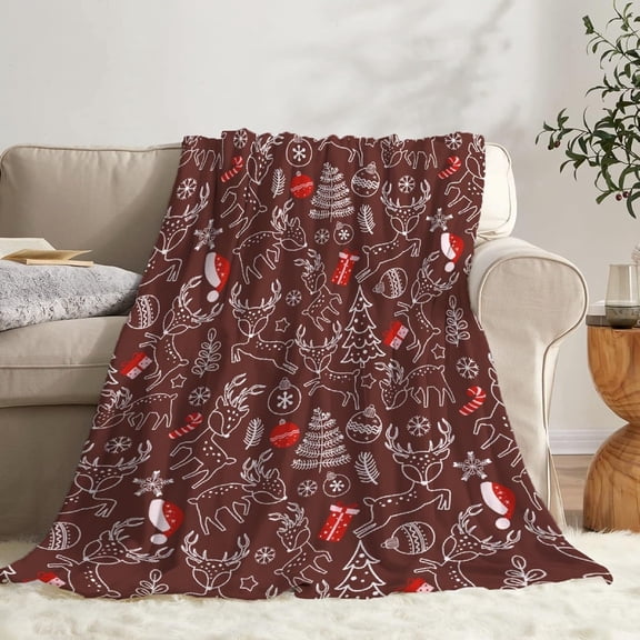 Christmas Print Blanket Gifts Super Soft Fleece Throw Blankets Cozy Flannel Air Conditioning Blanket Christmas Thanksgivng Gifts Blanket for Couch Bed 50x40 in for Kid