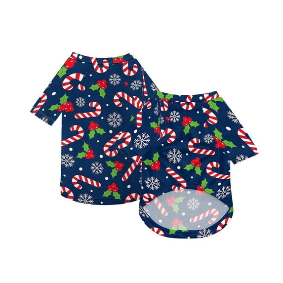 Christmas Print Dog Short Sleeve T‑shirt Lightweight Breathable Polyester Pet Shirts Festive Holiday Dogs Clothes for Daily Walking Party Photo,Sizes for Small Medium Dogs