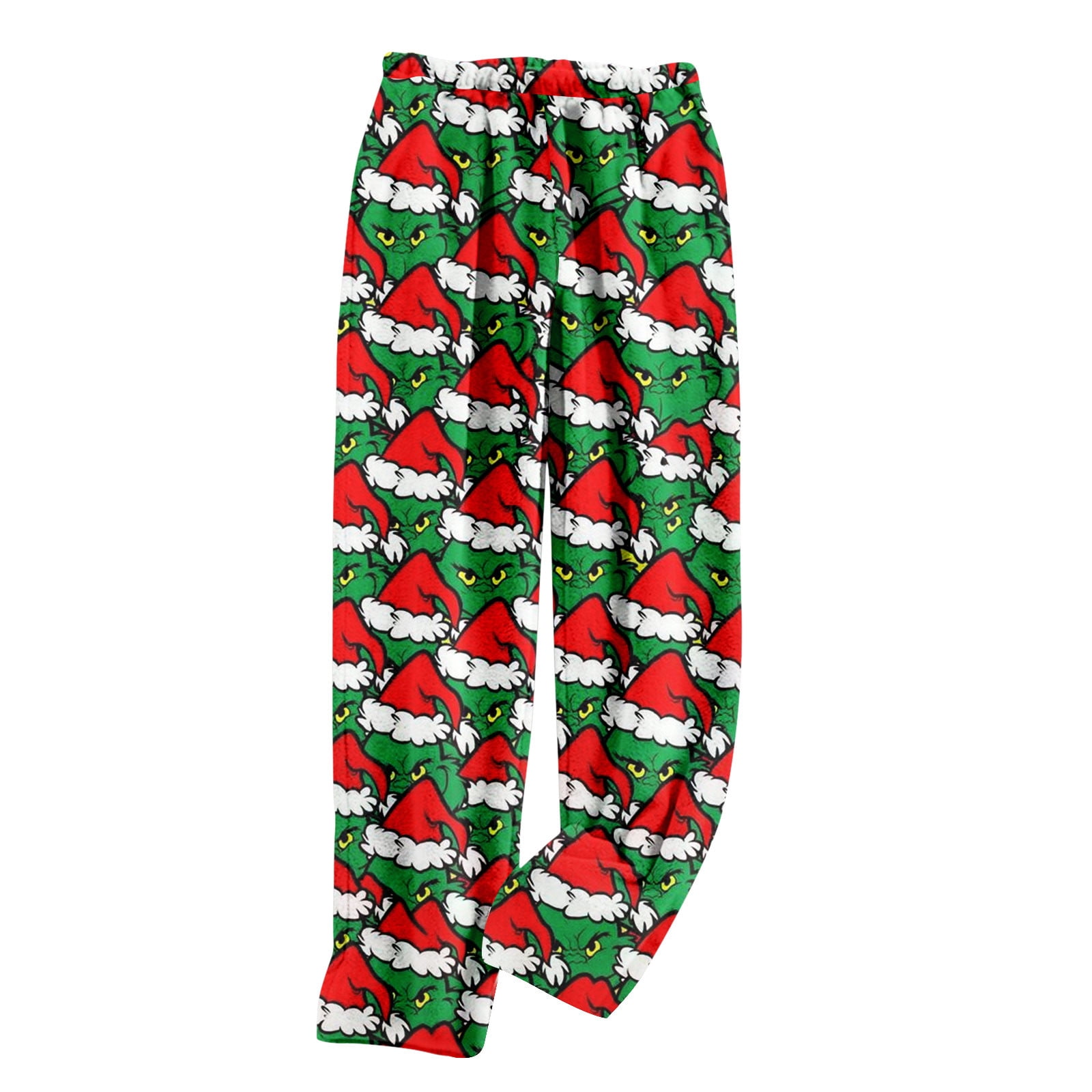 Christmas Print Flannel Pajama Pants Womens Pajama Pants Greenie Print Cartoon Character Print ...