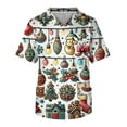 Christmas Print Nursing Uniforms for Men Xmas Snowflake Print Short