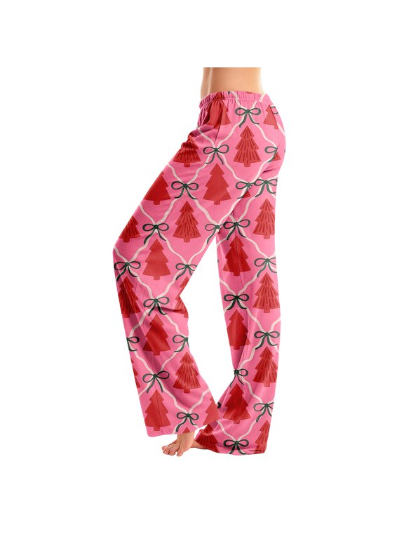 Christmas Print Pajama Pants for Women, Soft Cozy Relaxed Fit Casual Sleep Bottoms, Comfortable Lounge Pants for Holiday Home Relaxation, Cozy Bedtime Loungewear and Daily Wear
