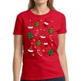 thumbnail image 1 of Christmas Print T Shirt for Women Xmas Hat Tree Candy - S M L XL 2XL 3XL Xmas Graphic Tee - Christmas Gift Holiday Cotton T-Shirt for Ladies, 1 of 2