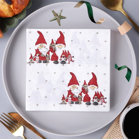 Christmas Printed Napkins 20 Sheets, Holiday Party Disposable Dinner Napkins for Christmas Table Decor, Festive Paper Napkins for Xmas Gathering & Celebration