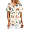Christmas Printed Nurse Uniforms for Women Snowflake Print Workwear T