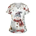 Christmas Printed Nurse Uniforms for Women Xmas Snowflake Print