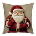 thumbnail image 1 of Christmas Printed Pillow Covers, 18x18 Inch Classic Tree Snowflake Elk Linen Cushion Case, Decorative Throw Pillow for Sofa Bed, 1 of 6