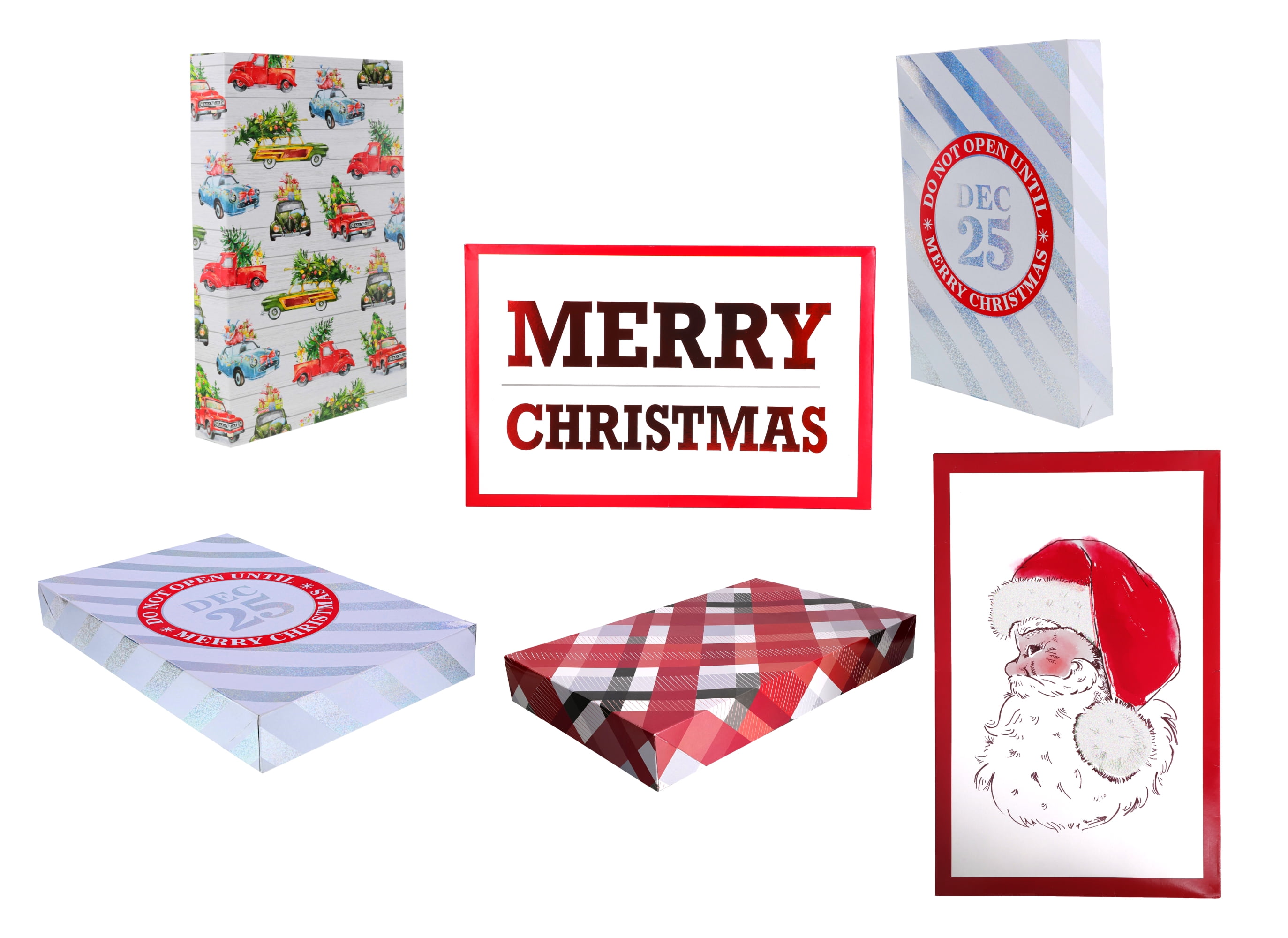 Christmas Printed Shirt Gift Boxes with Foil Stamp & Glitter (Pack of 6)