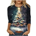thumbnail image 1 of Christmas Printed Shirt for Women 3/4 Sleeve Sweatshirts Crewneck Pullover Flower Wreath Tshirts Christmas Lights Outfits Holiday Clothes Fall Fashion Clothing Casual Pullovers Garments, 1 of 5