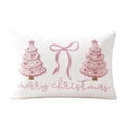 thumbnail image 1 of Christmas Printed Throw Pillow Pink Plump Festive Decorative Cushion For Sofa Couch Bed Holiday Decor, 1 of 7