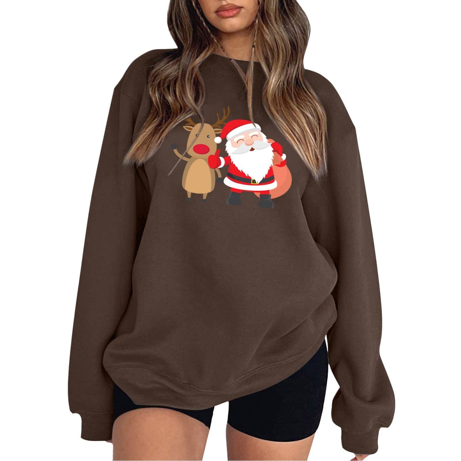 Christmas Printing Sweatshirts Women Ladies' Loose Fitting Printed With
