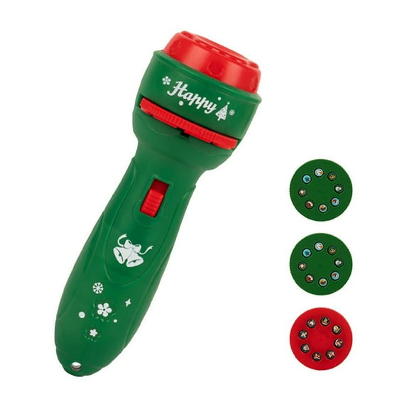 Christmas Projection Flashlight, Holiday Image Projector with 24 Festive Patterns, Santa Claus Reindeer Light Show, Portable Storytelling Device, Battery Operated Seasonal Decor