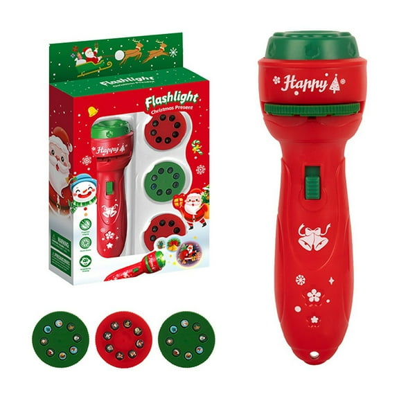 Christmas Projection Flashlight, Holiday Image Projector with 24 Festive Patterns, Santa Claus Reindeer Light Show, Portable Storytelling Device, Battery Operated Seasonal Decor