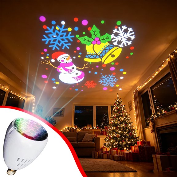 Christmas Projection Light, Holiday Projector Lamp Colorful Snowman Santa Tree Pattern Decorative Lighting, Plug And Play Festive Display for Home Party Living Room Shop Window Decor