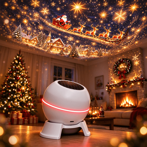 Christmas Projection Night Light, Holiday Projector Lamp with Christmas Light Effects, USB Powered Seasonal Home Decor for Bedroom Living Room Ceiling Wall and Holiday Events