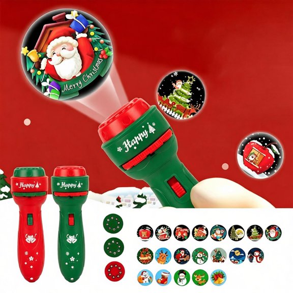 Christmas Projector Flashlight Toy for Kids Toddlers, Christmas Patterns Projection Light, Stocking Stuffer Holiday Gift, Fun Educational Party Favor Toy for Boys Girls Ages 3 and Up