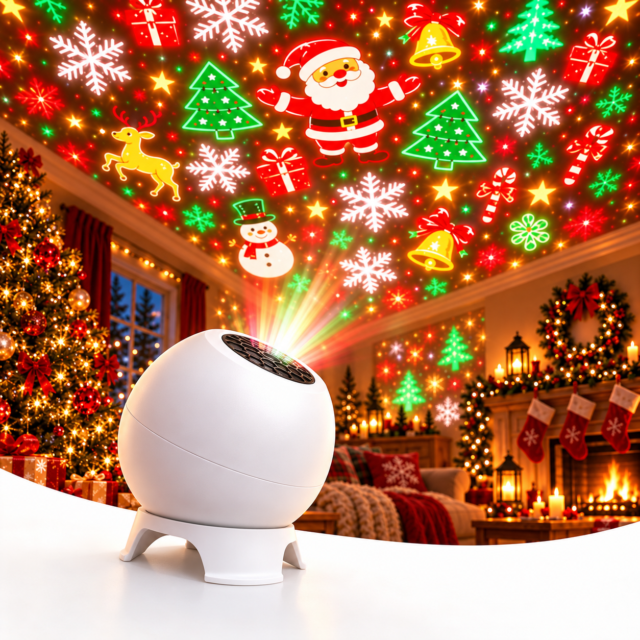 Christmas Projector Indoor, Dynamic Rotating USB Powered Christmas ...