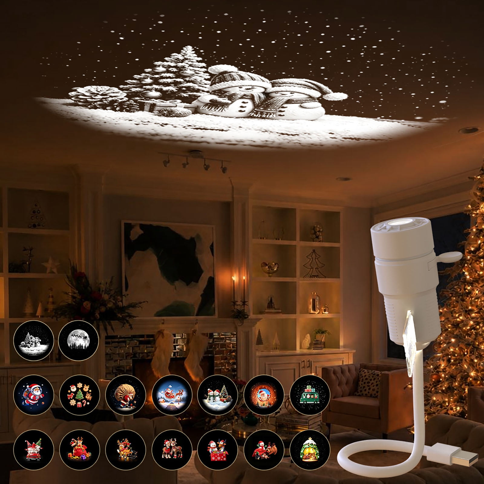 Christmas Projector Indoor, USB Holiday Night Light, Christmas themes ...
