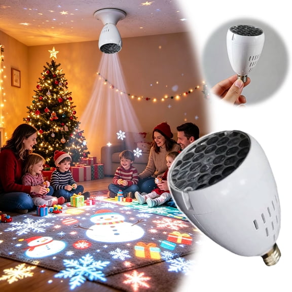 Christmas Projector Light Bulb, E27 LED Pattern Lamp, Rotating Snowman Theme for Holiday Party, Indoor Decorative Bulb