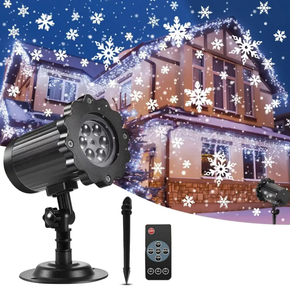 Christmas Projector Light, LED Snowflake Waterproof Decorative Lights Landscape Lamp with Remote for Home Garden Patio Party Decor