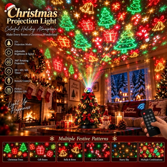 Led Panel Christmas Tree Christmas Projector Light,Tabletop Mini Christmas Tree with Rotating ...