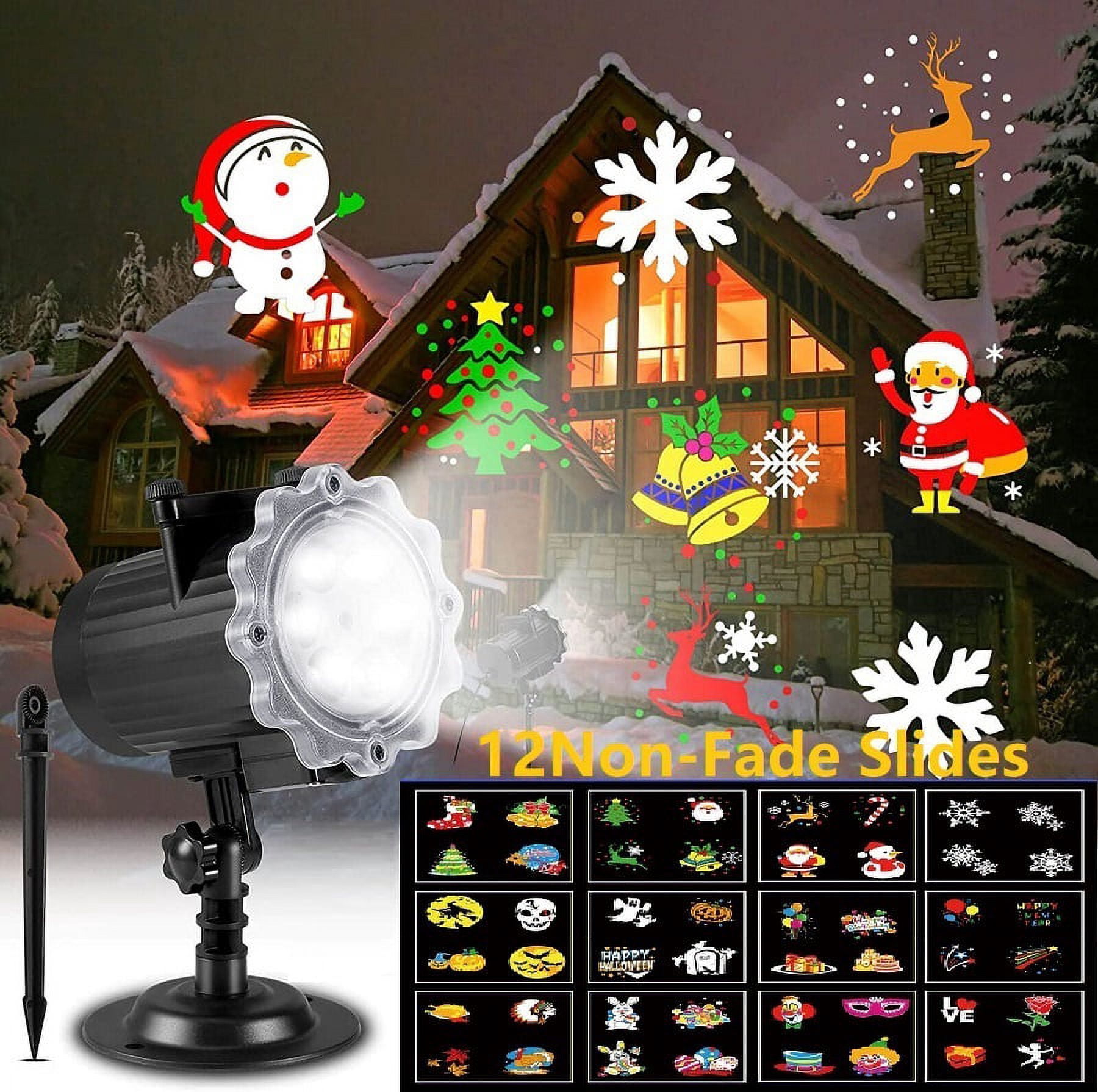 Christmas Projector Lights, (12 Pattern ) LED Snowflakes Xmas Landscape