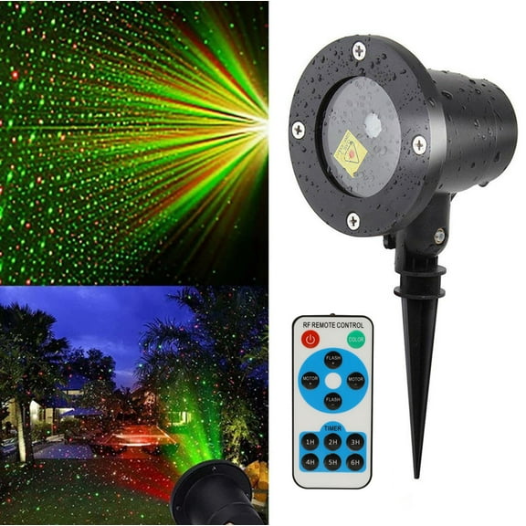 Christmas Projector Lights, Led Christmas Laser Lights Landscape Spotlight Red and Green Star Show with Remote Decorative for Outdoor Garden Patio Wall Xmas Holiday Party