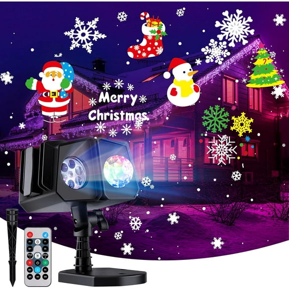Christmas Projector Lights Outdoor 26 HD Effects (3D Ocean Wave + Patterns) Waterproof with Timer Holiday Projector Lights for Indoor Christmas Halloween Night Disco Party, RGB + Multicolor