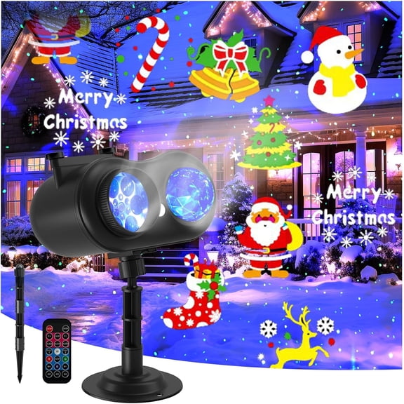 Christmas Projector Lights Outdoor - 3 in 1 HD Effects (Christmas Laser Lights + Ocean Wave + 10 Slides & 10 Colors) Waterproof with Timer Holiday Landscape Light for Indoor Outdoor Hoe Decor